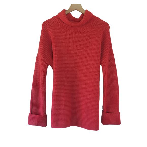 NEW Anthropologie Oversized Pilcro Cowl Neck Red Sweater - Medium - Picture 5 of 8